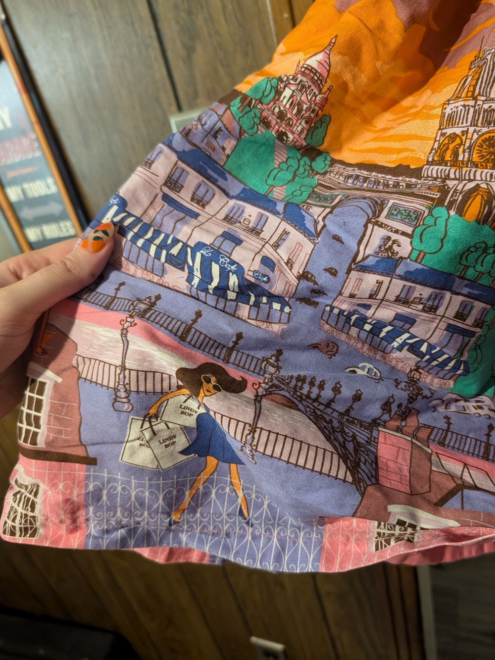 Lindy Bop Pink Paris Print Fit-and-Flare Dress - Picture 3 of 4